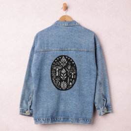 Chaqueta Vaquera Diseño Místico Boho de Hongos – Arte Folclórico Bo