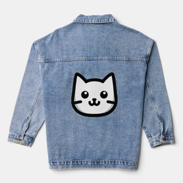 Chaqueta Vaquera Diseño simple de un gato (Reverso )