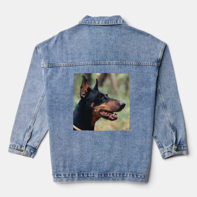 Chaqueta Vaquera Doberman Pinscher en los bosques (Reverso )