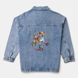 Chaqueta Vaquera Dog On Roller Skys Watercolor