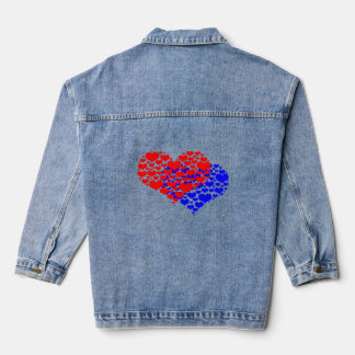 Chaqueta Vaquera Dos corazones azul y rojo