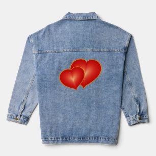 Chaqueta Vaquera Dos corazones rojos, gráfico de arte digital moder