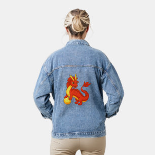 Chaqueta Vaquera Dragón chino rojo