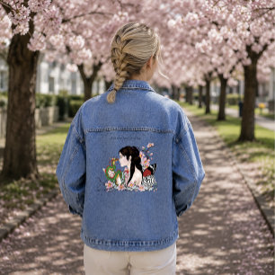 Chaqueta Vaquera Dragón de Flor de Cerezo Serenidad Hada Asiática 
