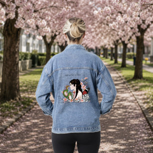 Chaqueta Vaquera Dragón de Flor de Cerezo Serenidad Hada Asiática 