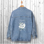 Chaqueta Vaquera Dragón de invierno blanco Snowflakes Blue<br><div class="desc">Un dragón blanco sentado entre rosas y copos de nieve en un fondo azul</div>