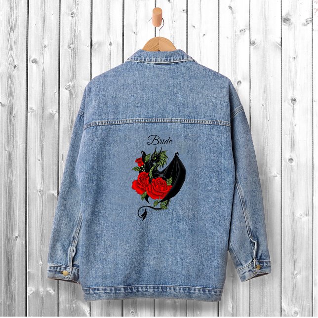 Chaqueta Vaquera Dragón negro Roses rojos Fantasía Boda (Subido por el creador)