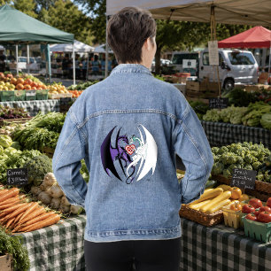 Chaqueta Vaquera Dragones de amor azul fantasía púrpura blanca romá