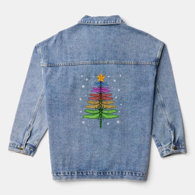 Chaqueta Vaquera Dragonfly Christmas Tree Shirt Inspire Lover Xmas  (Reverso )