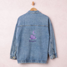Dreamy Cat Denim Jacket | Cute Purple Cat Moon 
