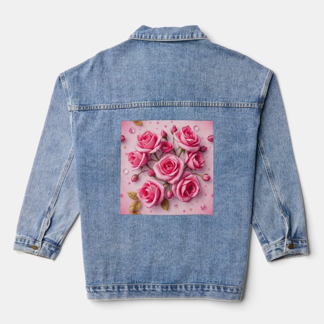 Chaqueta Vaquera Dreamy Pink Roses Denim Jacket (Reverso )