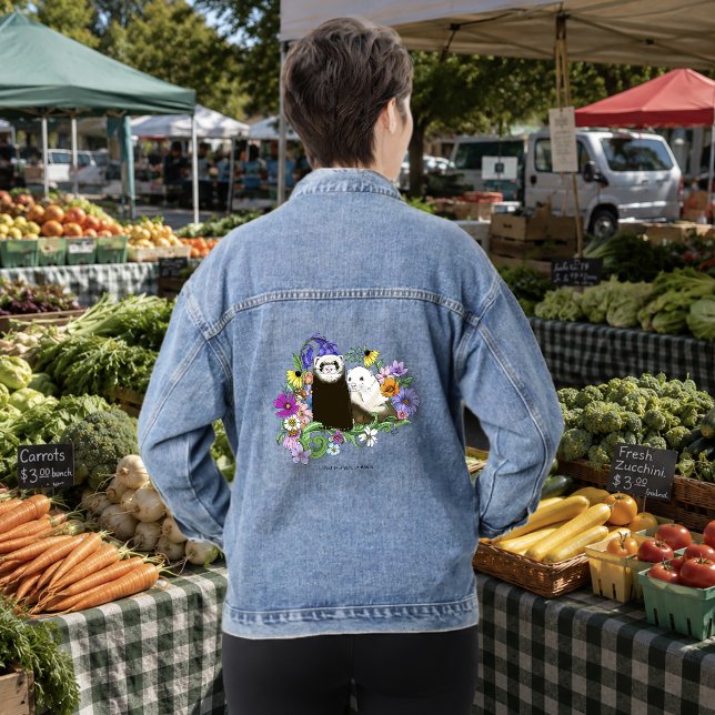 Chaqueta Vaquera Dulces Ferrets Azules Caprichosos con Flores Parej (Subido por el creador)