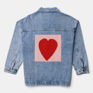 Chaqueta Vaquera El corazón rojo en rosa