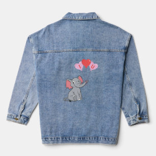 Chaqueta Vaquera El día de San Valentín de elefante lindo