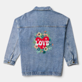 Chaqueta Vaquera El día de San Valentín Rojo de amor floral retro