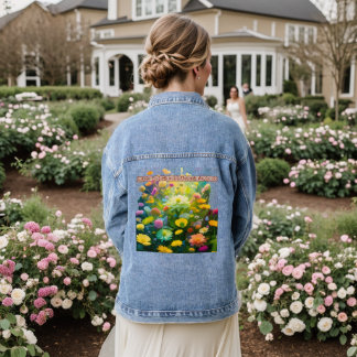 Chaqueta Vaquera El paisaje de flores de cerezo floreciendo, el sus