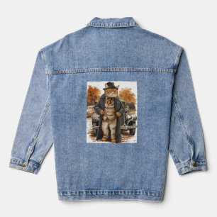 Chaqueta Vaquera Elegancia de gato vintage