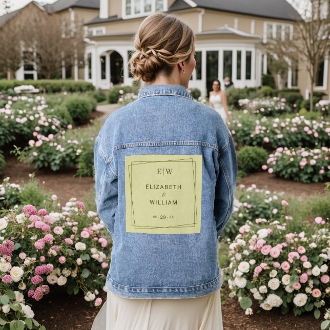 Chaqueta Vaquera Elegant Frame on Celestial Yellow Monogram Wedding (Reverso Boda)