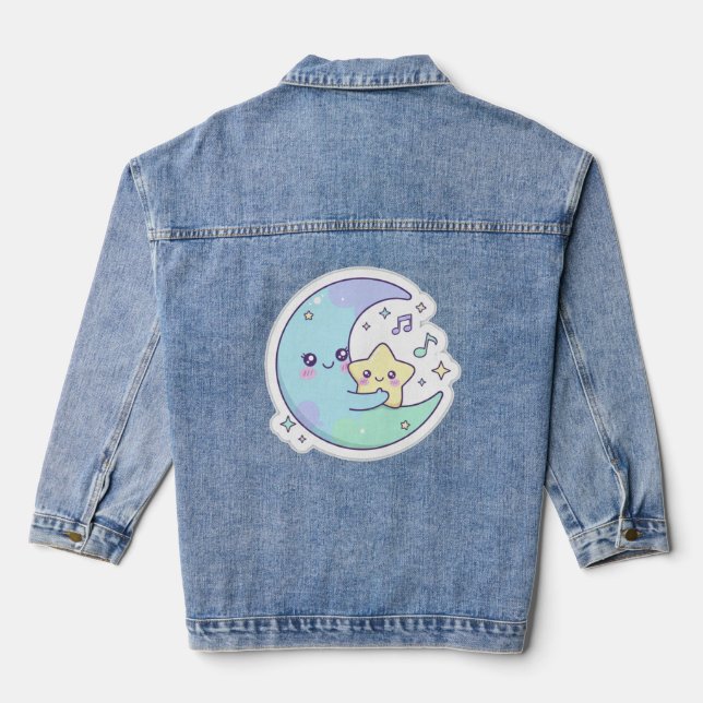 Chaqueta Vaquera Elegant Sleeping Moon & Stars Women's Denim Jacket (Reverso )