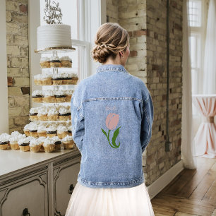 Chaqueta Vaquera Elegante Floral de Tulipán Rosa Minimalista