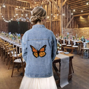 Chaqueta Vaquera Elegante Mariposa Monarca Romántica con Degradado 