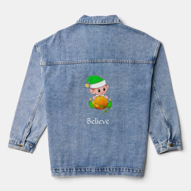 Chaqueta Vaquera Elf personalizado y texto editable (Reverso )