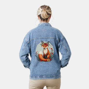 Chaqueta Vaquera Encantador zorro floral arte popular del bosque