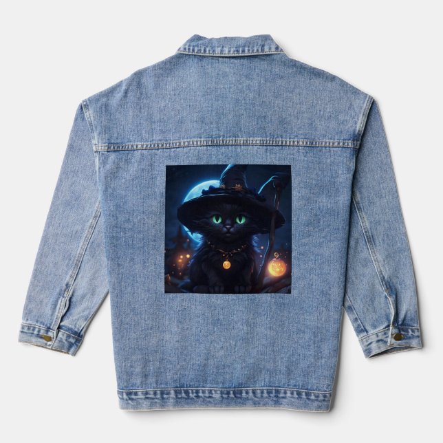 Chaqueta Vaquera Encantadora Bruja Gatita de Halloween (Reverso )