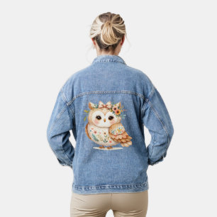 Chaqueta Vaquera Encanto de Búho Boho Cottagecore Floral Farmcore