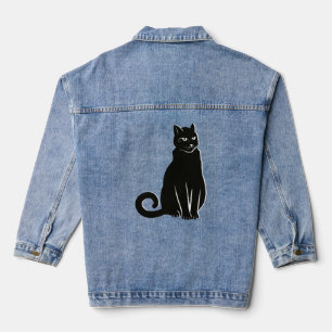 Chaqueta Vaquera Enigma elegante: Gato negro artístico