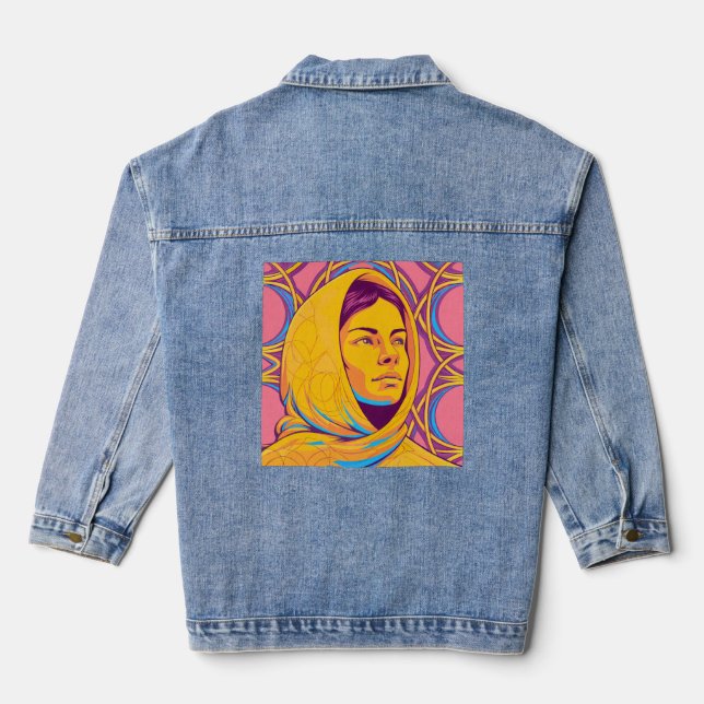 Chaqueta Vaquera Enigmatic Brazilian Woman in Vibrant Pop Art (Reverso )
