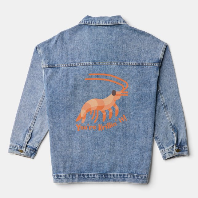 Chaqueta Vaquera ¡Eres Krillin! Personalizado de Cute Krill Pun (Reverso )