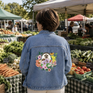 Chaqueta Vaquera Erizo Adorable Flores Silvestres Coloridas Bosque