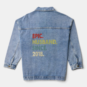 Chaqueta Vaquera Esposo épico desde 2018 4º Anivers Boda retro