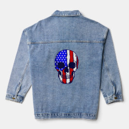 Chaqueta Vaquera esqueleto de la bandera americana del cráneo patri