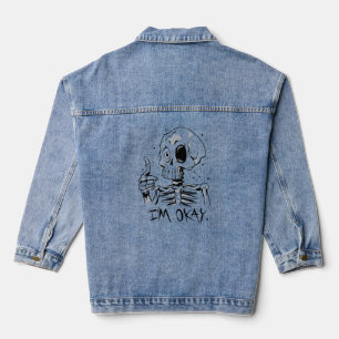 Chaqueta Vaquera Esqueleto Divertido con Mensaje 'Estoy Bien'