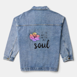 Chaqueta Vaquera Está Bien Con Mi Alma Floral Rosa Cita De Fe