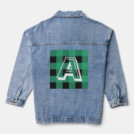 Chaqueta Vaquera Estampado de Cuadro de Búfalo Verde Monogramado