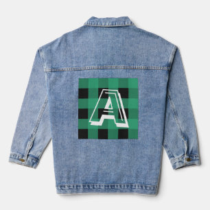 Chaqueta Vaquera Estampado de Cuadro de Búfalo Verde Monogramado