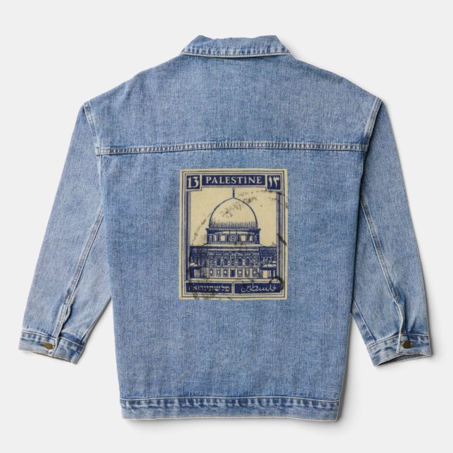 Chaqueta Vaquera estampilla palestina antigua 1920_ folclore palest (Reverso )