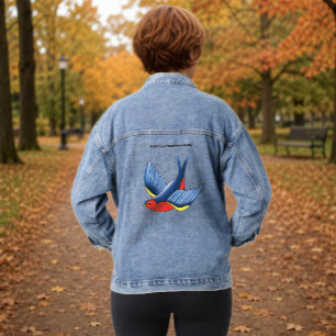 Chaqueta Vaquera Estilo de Tatuaje de Golondrina Tradicional Azul A