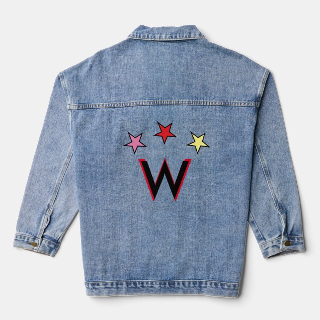 Chaqueta Vaquera Estrella inicial de superhéroe personalista (Reverso )