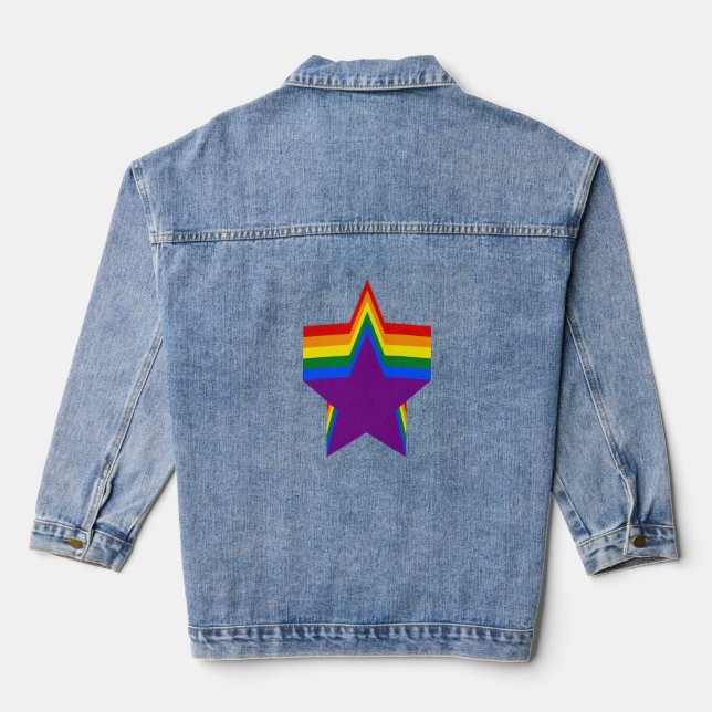 Chaqueta Vaquera Estrellas de orgullo arco iris (Reverso )