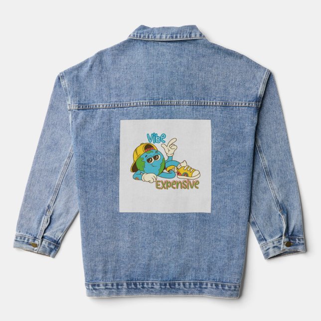 Chaqueta Vaquera Expensive Vibe – Cool Retro Earth Character Design (Reverso )