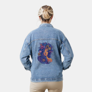 Chaqueta Vaquera Fantasía de Boho con pelo floral