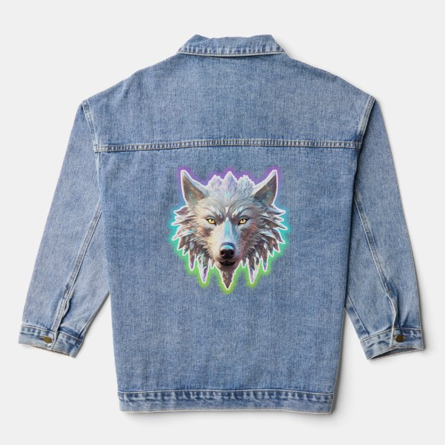 Chaqueta Vaquera Fantasy Cabeza de Lobo Blanco (Reverso )