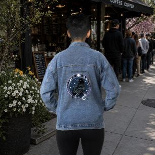 Chaqueta Vaquera Fases de la Luna del Cuervo Místico Cielo Nocturno