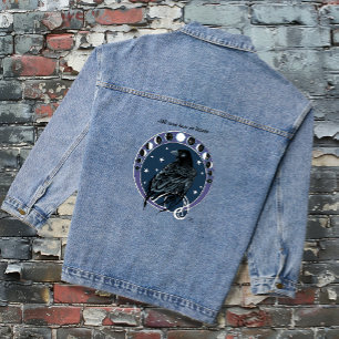 Chaqueta Vaquera Fases de la Luna del Cuervo Místico Cielo Nocturno