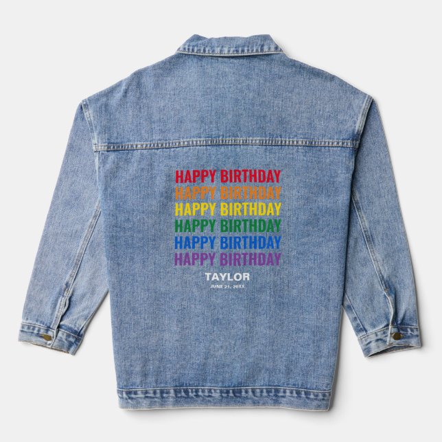 Chaqueta Vaquera Feliz cumpleaños orgullo LGBT Transgénero LGBTQ (Reverso )