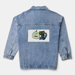Chaqueta Vaquera Feliz gato negro de Jack o Linterna verde
